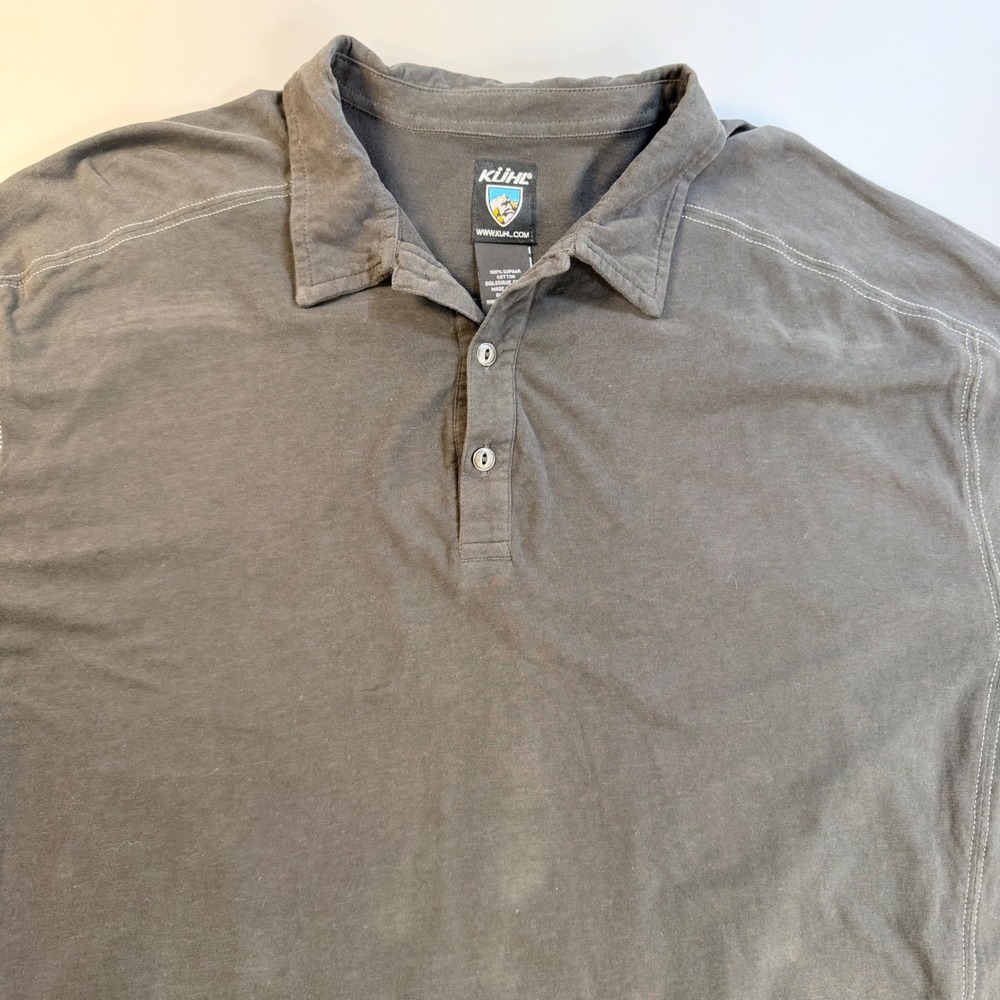 Kuhl Polo Shirt Mens XXL Gray Supima Cotton Short Sleeve Outdoor Casual Contrast
